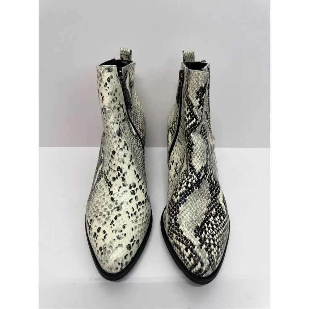 Blondo Ankle Booties Size 7 Snakeskin Embossed Leather Waterproof Block Heel NEW